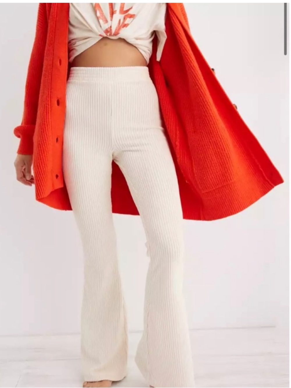 aerie Groove-On Velour High Waisted Flare Pant Sz M Long